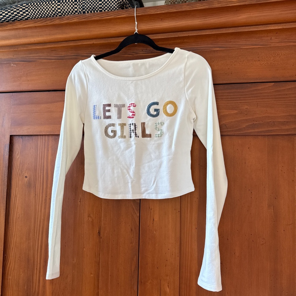 Oddli long sleeve top with custom ‘Lets Go Girls’